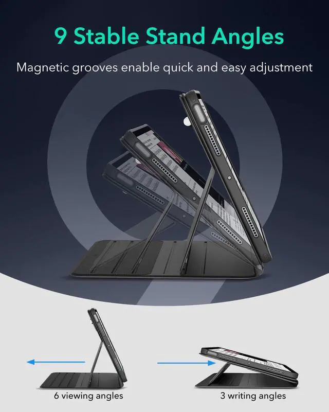 Alt view image 7 of 7 - for iPad Air 11 Inch Case M4/M3/M2 (2026/2025/2024), iPad Air 5th/4th Gen Case (2022/2020) 10.9 Inch, Removable Magnetic Cover, Adjustable Portrait/Landscape Stand, 9 Standing Angles, Black