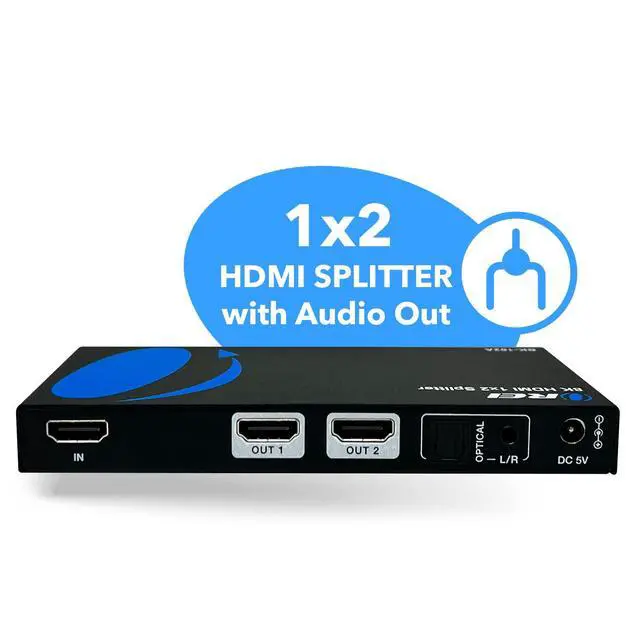 Alt view image 2 of 7 - 8K HDMI Splitter 1 X 2, Duplicate with Audio Extractor UltraHD Supports Upto 4K @ 120Hz IR EDID HDCP 2.3 - (BK-102A) (1x2 - Audio Out)