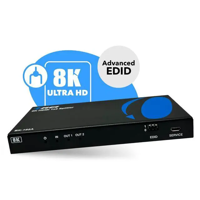Alt view image 4 of 7 - 8K HDMI Splitter 1 X 2, Duplicate with Audio Extractor UltraHD Supports Upto 4K @ 120Hz IR EDID HDCP 2.3 - (BK-102A) (1x2 - Audio Out)