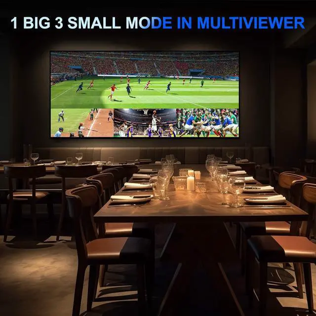 Alt view image 3 of 7 - HDMI Multiviewer Switch 4x1 with PIP, PORTTA Quad Multi Viewer Seamless Switcher 4 in 1 Out with Toslink, 3.5mm Audio Output Support 1080p 60Hz, 6 Viewing Modes, Downscaler, Compatible with PS4 Xbox