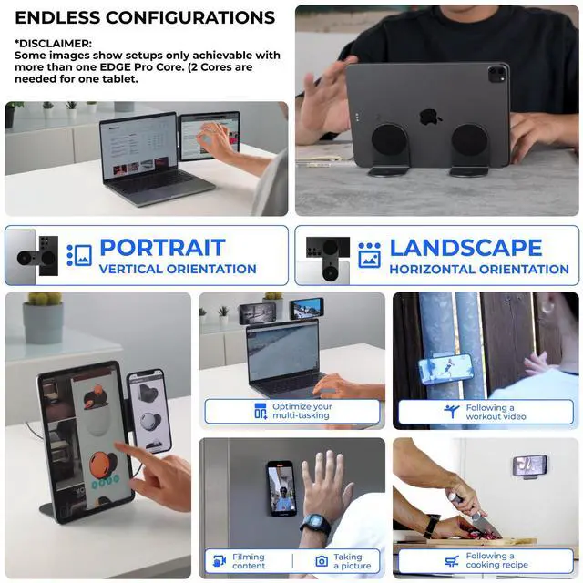 Alt view image 6 of 6 - Edge Pro Tablet Kit - Mount and Phone Magnetic Holder, Smartworking & Productivity Stand Accessory, Compatible with MagSafe, Compatible with Any Tablet or Phone, Black