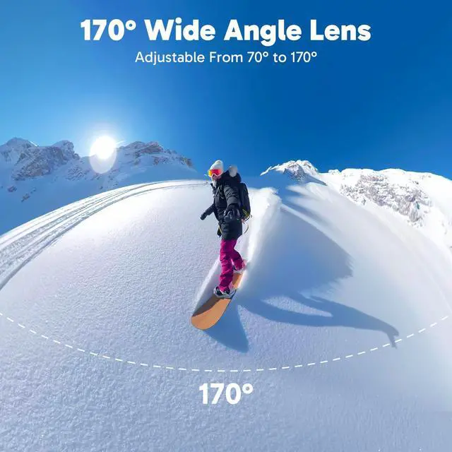 Alt view image 4 of 7 - 4K Action Camera - Vision 3 20MP Underwater Waterproof Camera with 4X Zoom 170° Wide Angle WiFi Sports Cam with Remote 2 Batteries and Mounting Accessories Kit