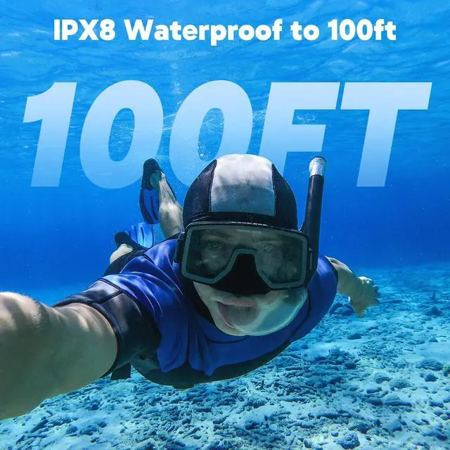 Alt view image 3 of 7 - 4K Action Camera - Vision 3 20MP Underwater Waterproof Camera with 4X Zoom 170° Wide Angle WiFi Sports Cam with Remote 2 Batteries and Mounting Accessories Kit