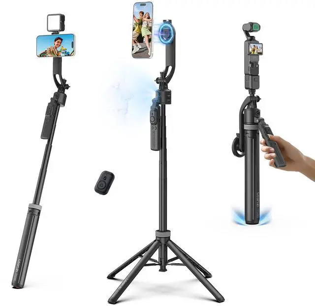Main image of TT23M 63" Magnetic Face Tracking Tripod for iPhone, 360° Smart Auto Face Tripod with Remote, Selfie Stick for MagSafe that Follows Your Movement for iPhone 17/16/15/14/13/Android/Camera/GoPro