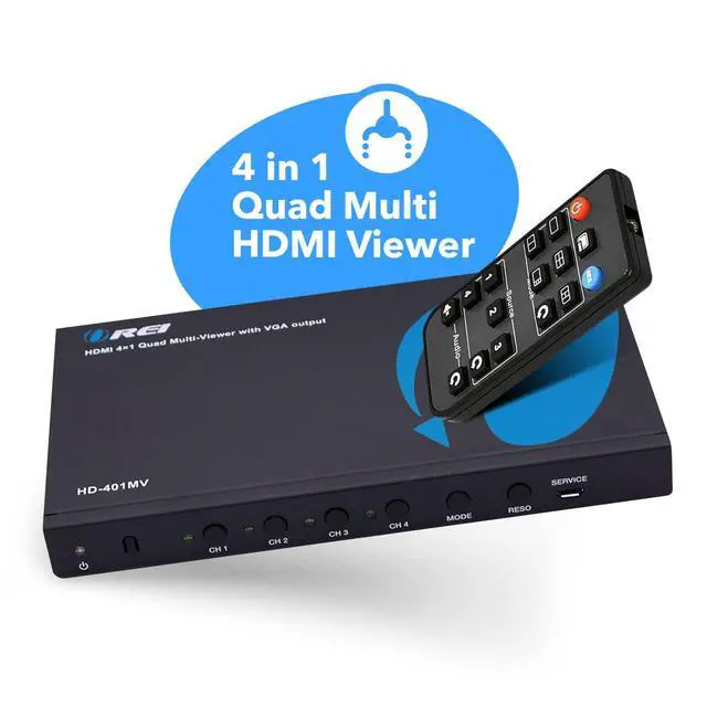Alt view image 6 of 7 - HDMI Switcher 4 in 1 Out with Quad Screen Multiviewer - Supports 1080p, DTS/Dolby Audio, IR Remote Control, Seamless Switching, Compatible with HDMI Devices