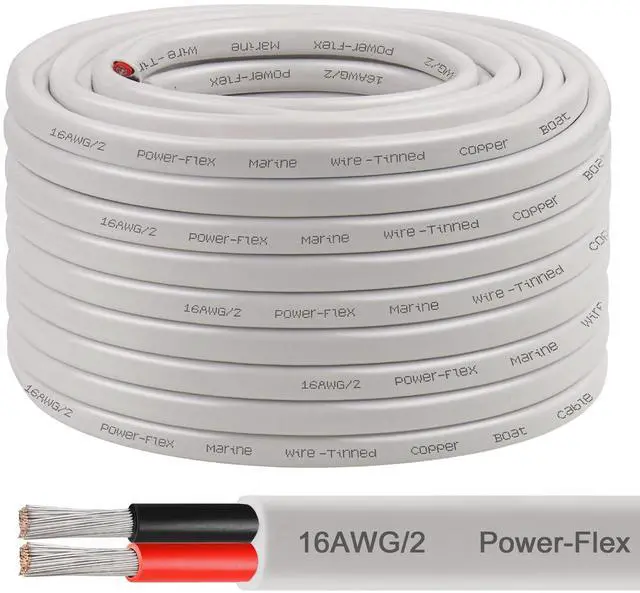 Main image of 16 Gauge Marine Wire, 150FT 16 AWG Tinned Copper Oxygen-Free Boat Cable Duplex, Waterproof & Corrosion Resistant for Automotive, RV, Solar, LED, Outdoor Use