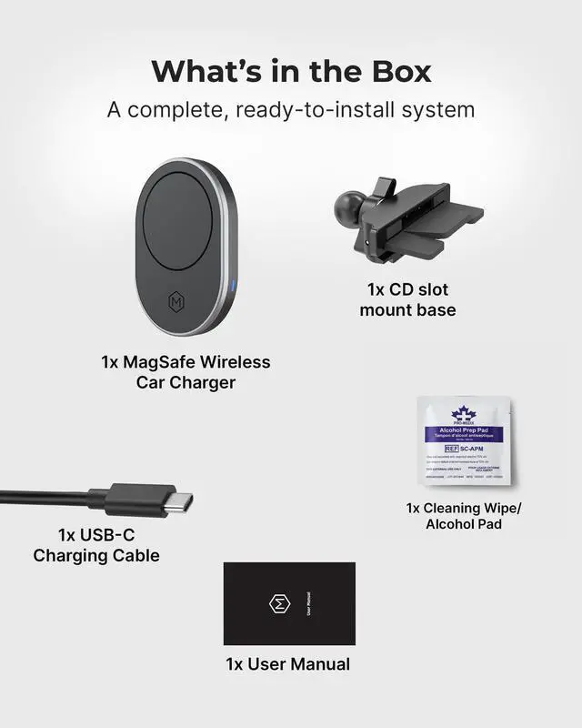 Alt view image 6 of 6 - 15W MagSafe Car Mount CD Slot Charger, Wireless Car Charger Phone Holder, Magnetic CD Mount Charger with N52 Magnet, Fast Charging, 360 Rotation, Compatible with iPhone 14/15/16/17/Galaxy