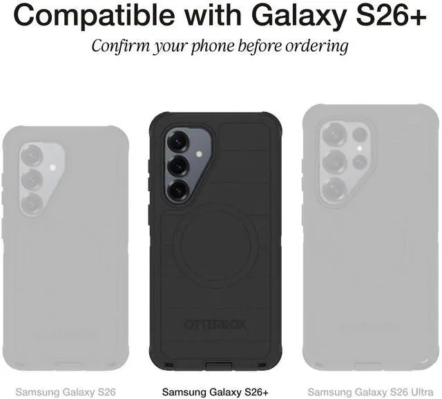 Alt view image 2 of 6 - Samsung Galaxy S26+ Commuter Series Case - Black, Slim & Tough, Pocket-Friendly, with Port Protection, Protective Phone Case for Samsung Galaxy
