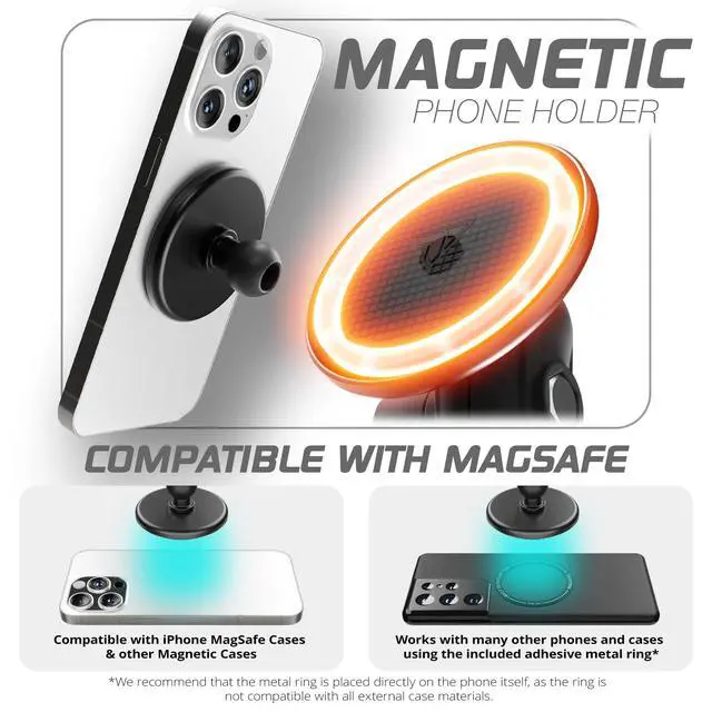 Alt view image 5 of 7 - Link Vent Mount Magnetic Phone Holder - Compatible with MagSafe, 2021-2025 Ford F150 & Raptor, 2023-2025 Ford Super Duty | Billet Aluminum | Zero Slip | 2" Arm | Black