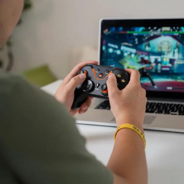 Alt view image 2 of 7 - Wireless Gaming Controller for PC: Wired & 2.4G & Bluetooth Controller with 6-Axis Motion, 2-Motor Stereo Vibration, Turbo, Ergonomic Pro Controller, Compatible with PC/NS/Android (No Xbox/PS, Black)