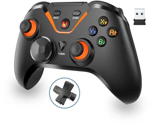 Main image of Wireless Gaming Controller for PC: Wired & 2.4G & Bluetooth Controller with 6-Axis Motion, 2-Motor Stereo Vibration, Turbo, Ergonomic Pro Controller, Compatible with PC/NS/Android (No Xbox/PS, Black)