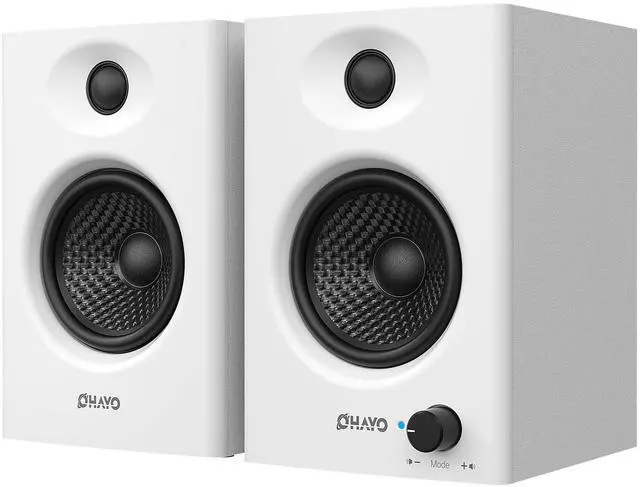 Main image of 60W Computer Speakers for Gaming and Music, Active Bluetooth 5.3, Stereo 2.0 Speakers for Desktop PC Monitor or Laptop, Surround Sound Speaker, 3.5 mm Aux RCA Input, USB-Powered, 1 Pair, White
