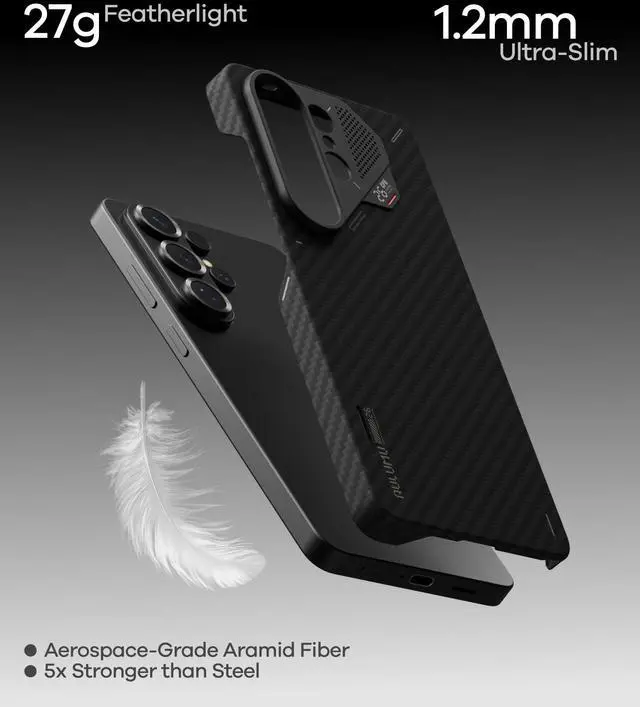 Alt view image 3 of 6 - S26 Ultra Galaxy Aramid Fiber Magnetic Case | 1500D Ultra Slim Woven | Compatible with MagSafe | Passive Cooling Samsung Galaxy S26 Ultra Case