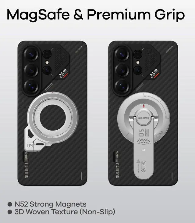 Alt view image 6 of 6 - S26 Ultra Galaxy Aramid Fiber Magnetic Case | 1500D Ultra Slim Woven | Compatible with MagSafe | Passive Cooling Samsung Galaxy S26 Ultra Case
