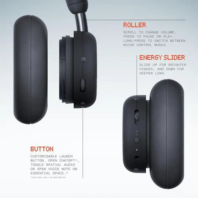 Alt view image 4 of 7 - Headphone Pro Active Noise Canceling Wireless Headphones Bluetooth 5.4 Over The Ear Headset, 50H ANC Playtime, Bass&Treble Slider, Custom EQ&Spatial Audio, Hi-Res LDAC, Dark Grey