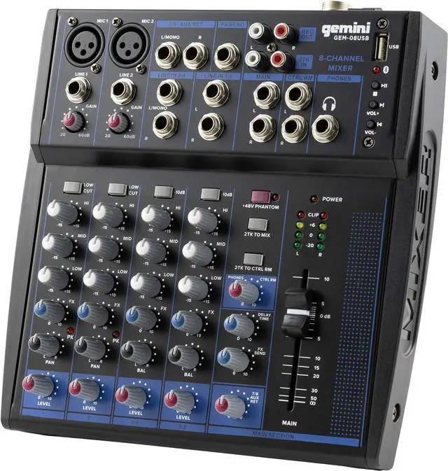 Main image of 8-Channel Bluetooth Audio Mixer with USB & FX (GEM-08USB)