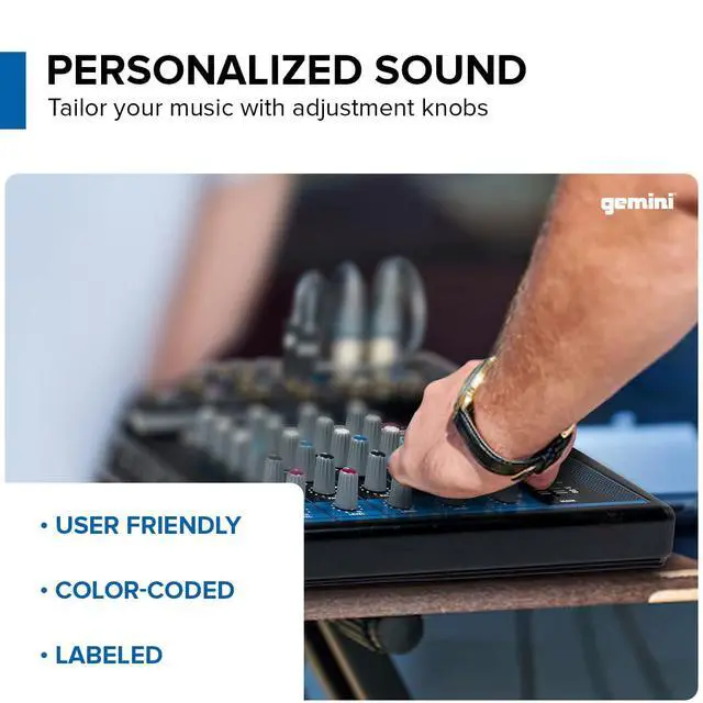 Alt view image 3 of 7 - 8-Channel Bluetooth Audio Mixer with USB & FX (GEM-08USB)