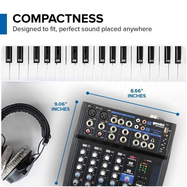 Alt view image 4 of 7 - 8-Channel Bluetooth Audio Mixer with USB & FX (GEM-08USB)