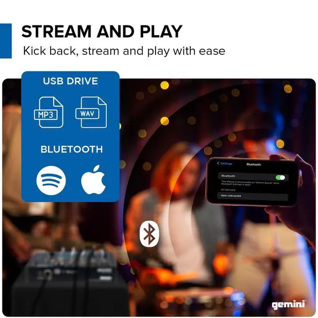 Alt view image 7 of 7 - 8-Channel Bluetooth Audio Mixer with USB & FX (GEM-08USB)
