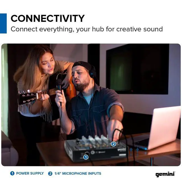 Alt view image 6 of 7 - 8-Channel Bluetooth Audio Mixer with USB & FX (GEM-08USB)