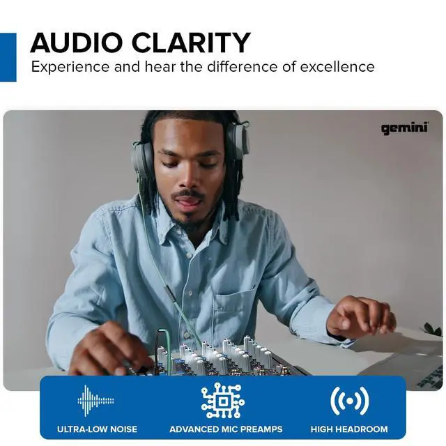 Alt view image 5 of 7 - 8-Channel Bluetooth Audio Mixer with USB & FX (GEM-08USB)