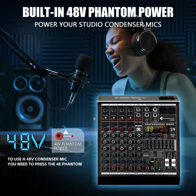 Alt view image 5 of 7 - 6 Channel DJ Audio Mixer, Professional Sound Board Console