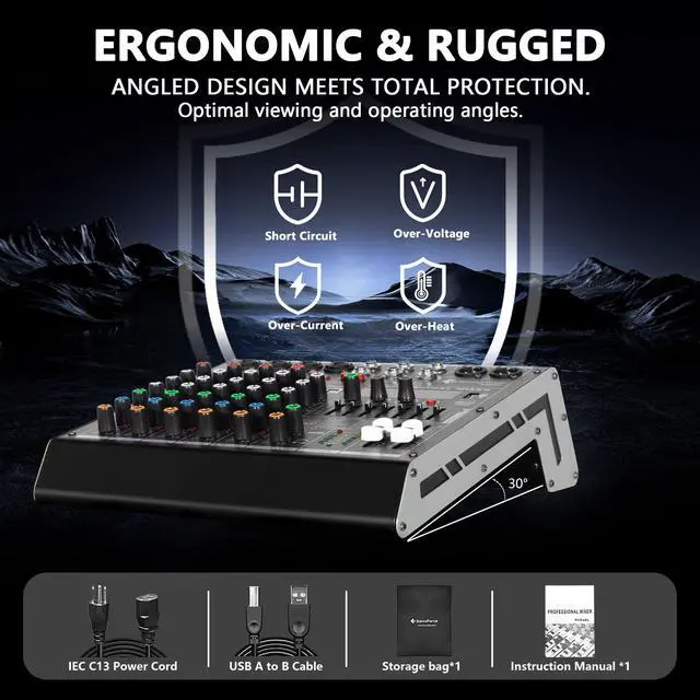 Alt view image 7 of 7 - 6 Channel DJ Audio Mixer, Professional Sound Board Console