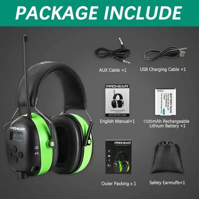 Alt view image 7 of 7 - 033 Upgraded 5.4 Bluetooth Hearing Protection AM FM Radio Headphones, Noise Reduction Safety Earmuffs with Rechargeable 1500mAH Battery, 31dB SNR Ear Protector for Mowing Lawn,Gifts for Father