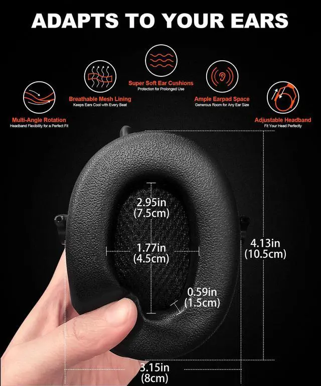 Alt view image 6 of 7 - 033 2.0 Upgraded Bluetooth Hearing Protection AM FM Radio Headphones - 31SNR Noise Reduction Ear Muffs with Long-Lasting Stable Rechargeable Battery - 50 Hrs for Mowing Snowblowing - Orange