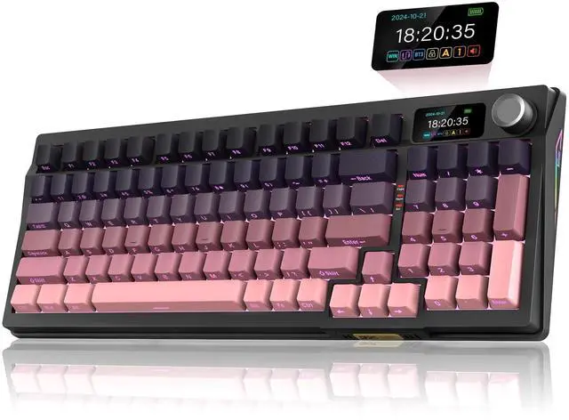 Main image of K95 Wireless Mechanical Keyboard,TFT Screen & Knob, Trip-Modes Connection, Gasket Custom Hot-Swap Keyboard, RGB Backlit, Pre-lubed Linear Switches, Side Printed PBT Keycaps, Gradient Pink