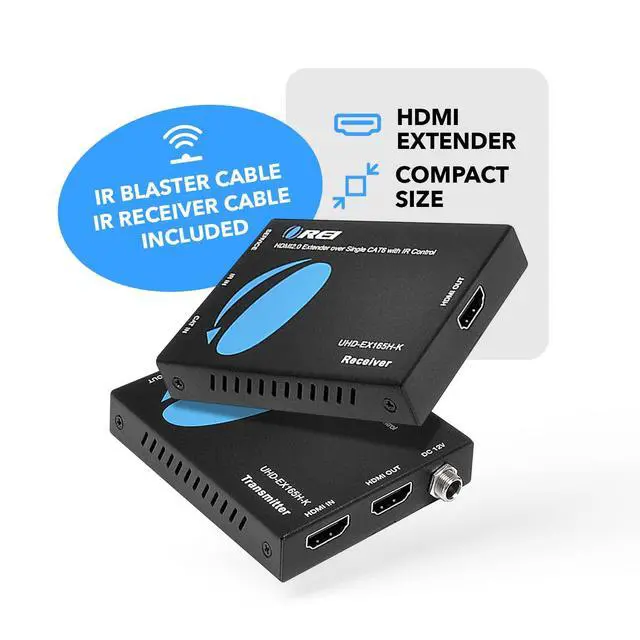 Alt view image 4 of 7 - HDMI Extender Over Cat6 165ft - 4K@60Hz with IR, Loop Out, EDID, PoC