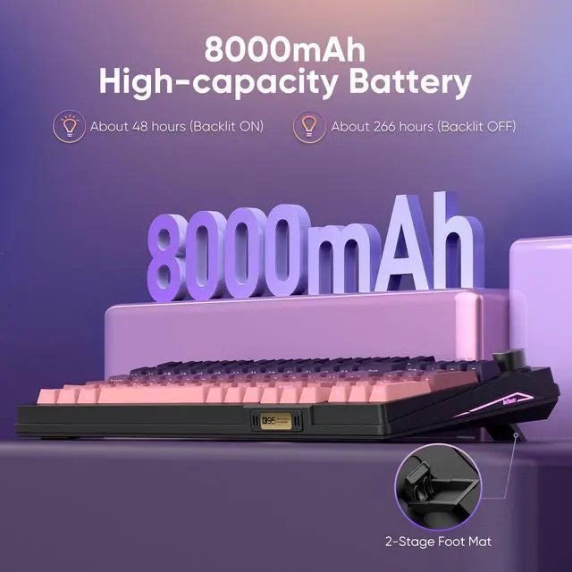 Alt view image 7 of 7 - K95 Wireless Mechanical Keyboard,TFT Screen & Knob, Trip-Modes Connection, Gasket Custom Hot-Swap Keyboard, RGB Backlit, Pre-lubed Linear Switches, Side Printed PBT Keycaps, Gradient Pink
