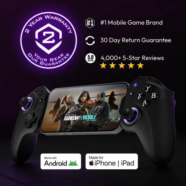 Alt view image 5 of 7 - Vagabond Mobile Gaming Controller, Made for iPhone, USB-C, Android