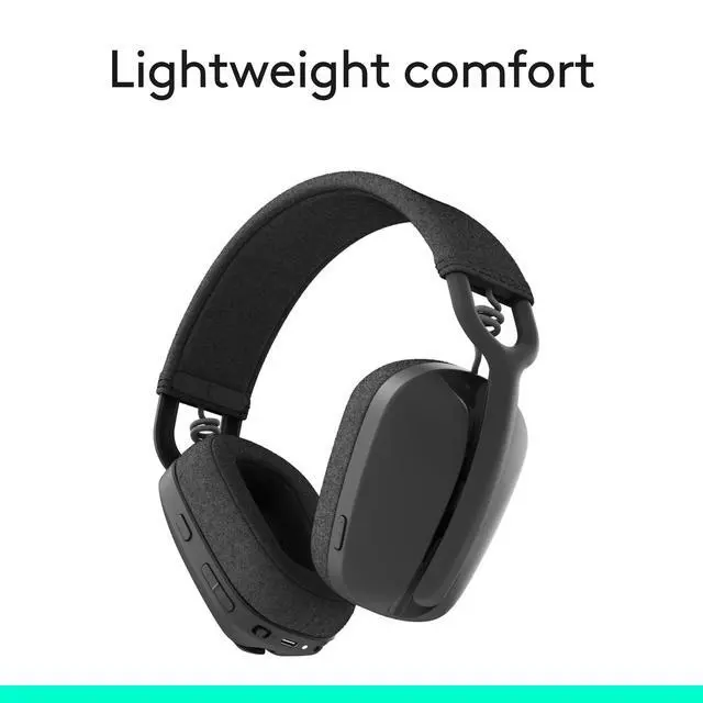 Alt view image 7 of 7 - Zone Vibe 100 Lightweight Wireless Over Ear Headphones with Noise Canceling Microphone, Advanced Multipoint Bluetooth Headset, Works with Teams, Google Meet, Zoom, Mac/PC - Graphite