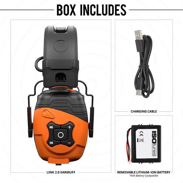 Alt view image 3 of 7 - Link Bluetooth Earmuffs Bluetooth Ear Protection Headphones for Work, Mowing, and Construction, 25 dB NRR OSHA Approved Headphones, Ultra-Durable Hearing Protection