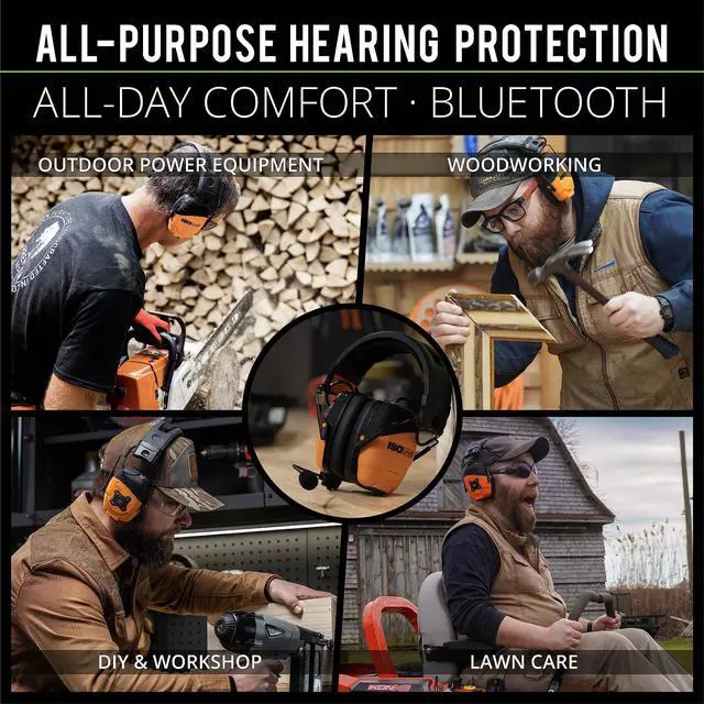 Alt view image 4 of 7 - Link Bluetooth Earmuffs Bluetooth Ear Protection Headphones for Work, Mowing, and Construction, 25 dB NRR OSHA Approved Headphones, Ultra-Durable Hearing Protection