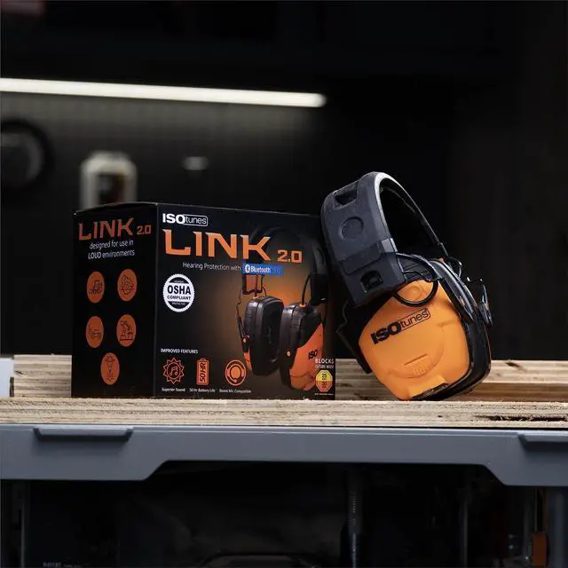Alt view image 7 of 7 - Link Bluetooth Earmuffs Bluetooth Ear Protection Headphones for Work, Mowing, and Construction, 25 dB NRR OSHA Approved Headphones, Ultra-Durable Hearing Protection