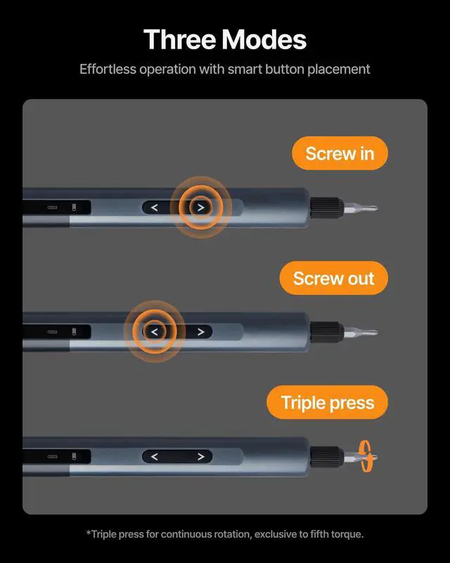 Alt view image 6 of 7 - Mini Electric Screwdriver, 52-in-1 Precision Screwdriver Set Electric 400RPM 5 Torque Settings, 48 Drill Bits, Pry Bar, Led, Tweezers, Electric Precision Screwdriver Kit for Pc Building
