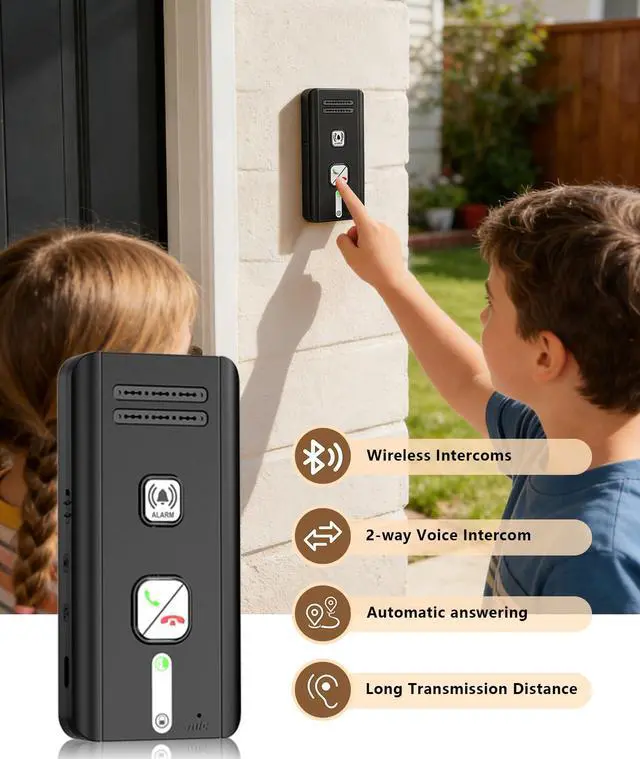 Alt view image 2 of 7 - Intercoms Wireless for Home, 2 Way Audio Hands-Free Wireless Intercom System, 1600ft Long Range, 3 Ringtones 5 Volume Levels (Black)