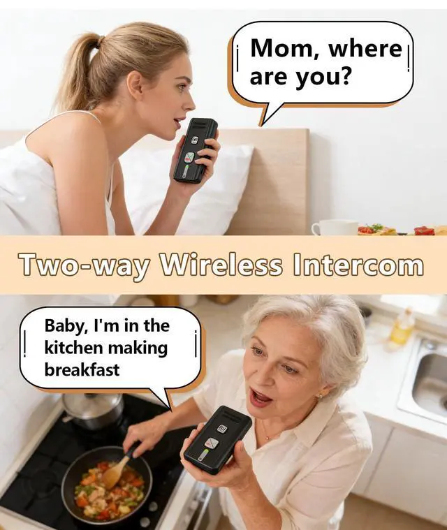 Alt view image 3 of 7 - Intercoms Wireless for Home, 2 Way Audio Hands-Free Wireless Intercom System, 1600ft Long Range, 3 Ringtones 5 Volume Levels (Black)