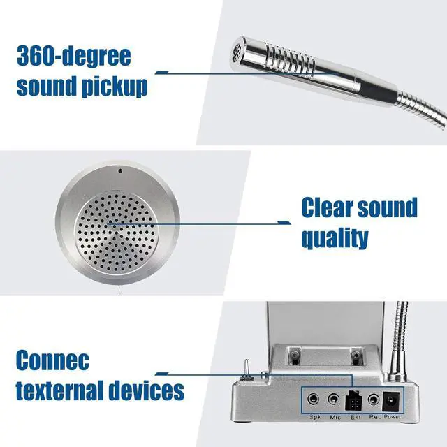 Alt view image 6 of 7 - TW102 Window Microphone Speaker, 8M Cable with High-Power,One-Touch Mute,Window Speaker Intercom System for Business,Bank,School,Hospital,Counter,Restaurant,Ticket Window,Drive-Thru,Office
