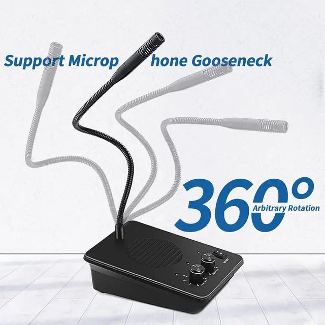 Alt view image 4 of 7 - Window Intercom with Outer Speaker, Loud Speaker, Connect Wireless Mic, Intercommunication Talk Through Glass for Hotel, School, Counter, Store, Station 1 Pack
