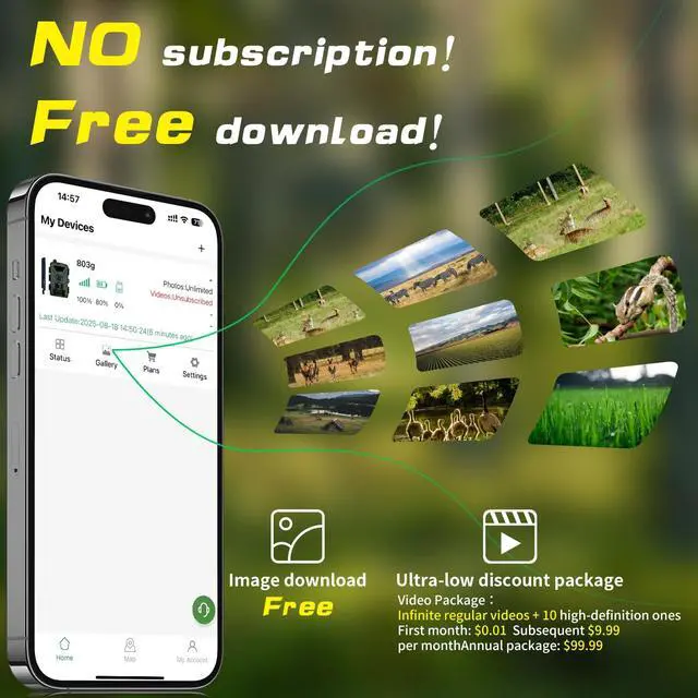 Alt view image 2 of 7 - Cellular Trail Camera 4G LTE Free Photo Transfer to App (No Subscription)1296P HD Video, 60MP, Low-Glow IR Night Vision, Fast Trigger, Long Battery Life, 32GB SD for Wildlife & Property Security