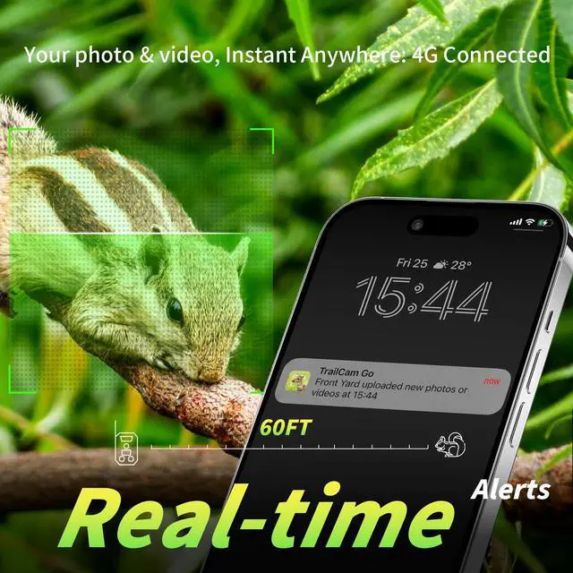 Alt view image 4 of 7 - Cellular Trail Camera 4G LTE Free Photo Transfer to App (No Subscription)1296P HD Video, 60MP, Low-Glow IR Night Vision, Fast Trigger, Long Battery Life, 32GB SD for Wildlife & Property Security