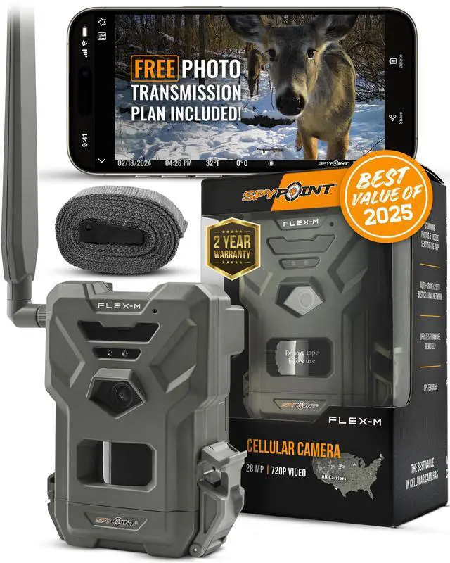 Main image of Flex-M Cellular Trail Camera - Best Hunting Accessories, No WiFi Needed, Night Vision, Motion Activated, Dual-Sim LTE, IP65 Water-Resistant Game Camera, 28MP Photos, 720p Videos + Sound (1)