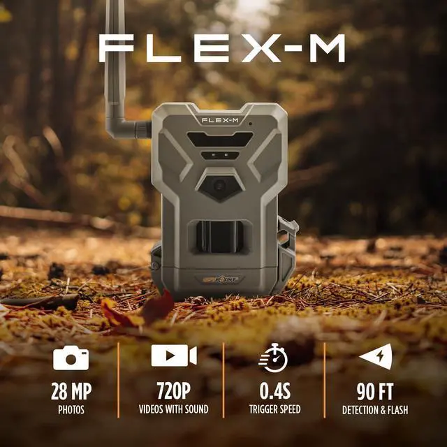 Alt view image 5 of 7 - Flex-M Cellular Trail Camera - Best Hunting Accessories, No WiFi Needed, Night Vision, Motion Activated, Dual-Sim LTE, IP65 Water-Resistant Game Camera, 28MP Photos, 720p Videos + Sound (1)