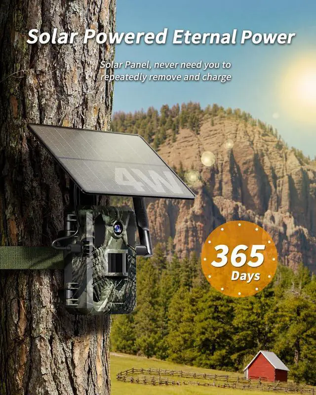 Alt view image 6 of 7 - Trail Camera, AI Animal Detection Game Camera, Built-in SIM Card 4G LET Cellular Trail Camera Unlimited Data Plan 2k HD Live Game Cameras with Night Vision Motion Activated Waterproof
