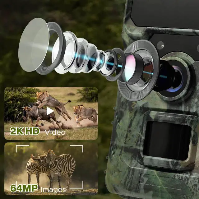 Alt view image 5 of 7 - Cellular Trail Camera Solar, 4G LTE Game Cameras 64MP 2K HD Live Streaming,Night Vision Outdoor Camera,Rechargeable Wildlife Camera Deer Cams for Backyard