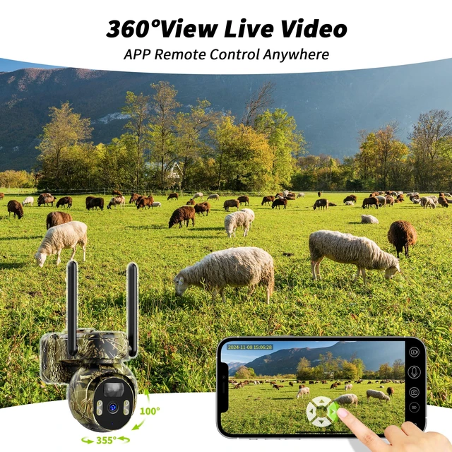 Alt view image 4 of 7 - LIWAN Cellular Trail Camera, No WiFi Needed, Solar Powered | 4G LTE Game Camera Wireless Outdoor, 2K Color Night Vision, 360° Live View, PIR Motion Detection, 1-Pack