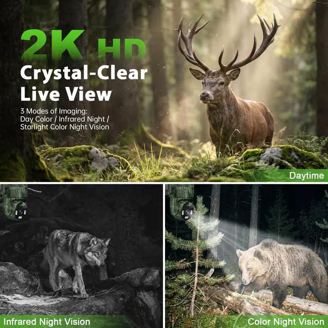 Alt view image 4 of 7 - 4G LTE Cellular Solar Trail Camera No WiFi,4MP PTZ Game Cam,Color Night Vision/2-Way Audio/Auto Tracking/PIR Motion Alert,IP66 Waterproof Preinstalled SIM & 16GB TF Card for Farm Hunting